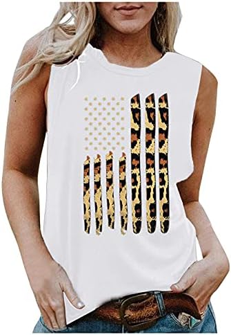 גופיות טנקים 4 ביולי לנשים דגל אמריקאי קיץ קיץ חולצות טריקו ללא שרוולים מככבים גופיות כושר פטריוטיות