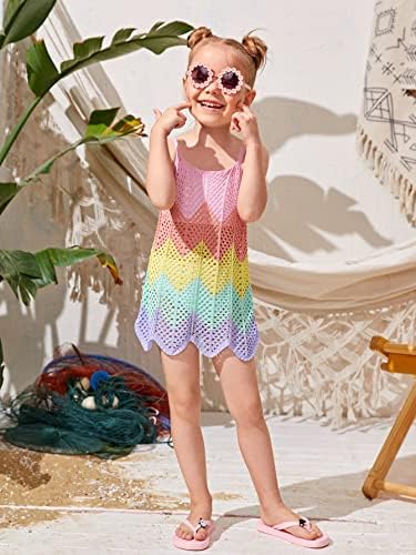 סולי האקס פעוט ילדה של צבע בלוק כבל לסרוג בגד ים לחפות קצר חוף קאמי שמלה