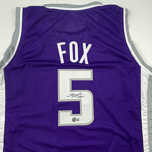 חתימה/חתומה De'aaron Fox Sacramento סגול גופיית הכדורסל Beckett Bas