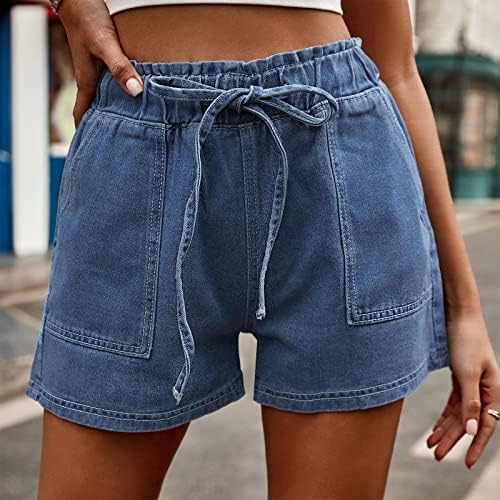 נשים של ז 'אן מכנסיים גבוהים מותן בטן בקרת ג' ינס מכנסיים קצרים קרע מכפלת במצוקה כיס תכליתי בציר מכנסיים