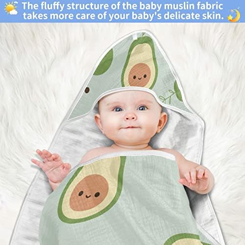 Vvfelixl מגבת עם מגבת ברדס מצוירת של אבוקדו נקודות אבוקדו סופגות מגבות לתינוקות כותנה מגבת רחצה רכה לתינוק,
