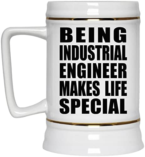 תכנון היותו מהנדס תעשייתי הופך את החיים למיוחדים, ספל טנקארד קרמיקה של 22 oz Stein עם ידית
