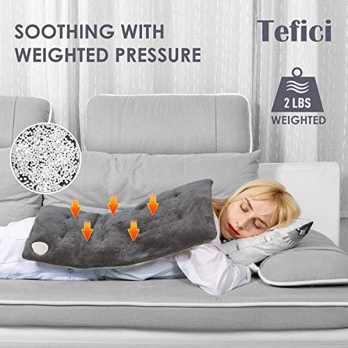 TEFICI 12 x 24 XL XL כרית חימום משוקללת בגודל גדול לכאבי גב והתכווצויות מהירות כאב הקלה על כרית חימום חשמלית