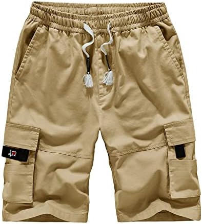מכנסי מטען לגברים בצבע אחיד מזדמן רופף פלוס גודל ריבוי כיסים רגועים של חוף קיץ רגוע מכנסיים קצרים