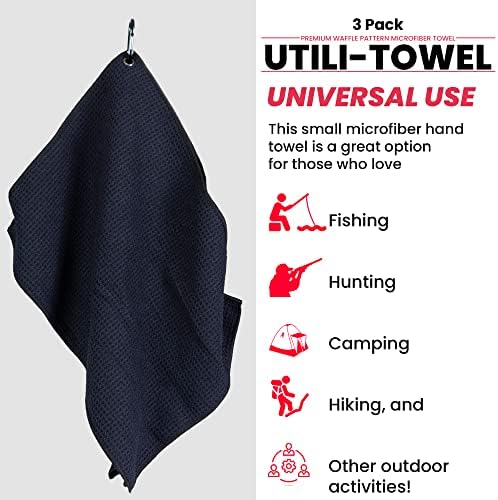 Utili -Towel: מגבת דפוס וופל מיקרופייבר מהיר -יבש עם קליפ קרבינר - רב תכליתי, קל משקל וקומפקטי - מושלם