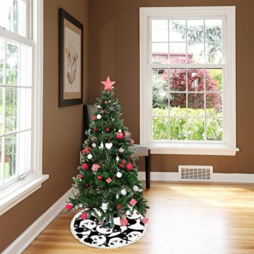 חצאיות עץ חג המולד של Xollar גדולות בגודל 48 אינץ 'פנדה מצוירת, קישוטי חג מולד חיצוניים מקורה מחצלת עץ לחופשת
