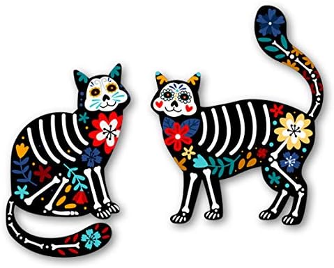 GT גרפיקה אקספרס יום של חתולי גולגולת הסוכר המתים מקסיקני - מדבקות ויניל אטומות למים