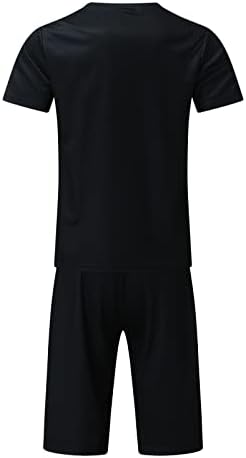 ספורט ספורט של Xiloccer סט אימונית קיץ 2 חלקים תלבושת תלבושת קצרת שרוול פס חולצה ומכנסיים קצרים הגדר בגדי ים גברים