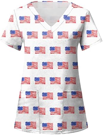 Viyabling 4 ביולי דגל אמריקה דגל אמריקה כפתור שרוול קצר חולצות לנשים חולצות חולצות עסקיות עסקיות עסקיות 2023
