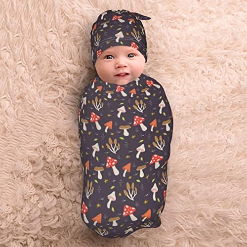 כובע כובע של שמיכות פטריות פטריות חמודות ל -0-6 חודשים נערה ילדה, עטיפה רכה של חטיפות לתינוקות, 2 חבילות