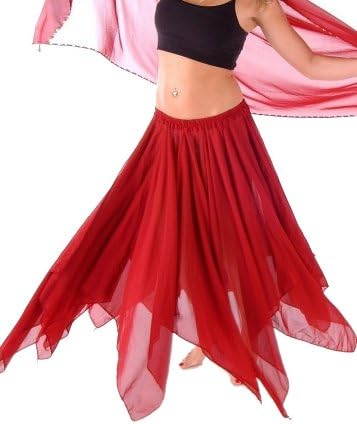 מיס ריקוד בבטן נשים מלאות שיפון מלאות 13 חצאית פאנל עם וו צד -SKC02 גודל אחד