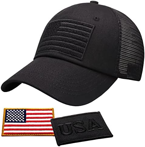 דגל אמריקאי דגל אמריקאי לא נבנה רשת כובע בייסבול Snapback Snapback לגברים ונשים +2 טלאים פטריוטיים כלולים