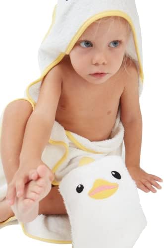 Classybaby - כביסה על חיה כותנה רקומה - ברווז צהוב - מטליות כביסה וכפפות אמבטיה; מגבות לתינוקות