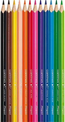 עפרונות צבעוניים משולשים בצבע משולש, צבעים שונים, חבילה של 12
