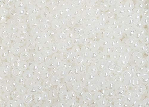 צ ' כי זכוכית זרעי חרוזים 8/0 אטום פנינה לבן-500 גרם בתפזורת תיק על ידי פרסיוסה