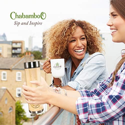 Chabamboo במבוק כוס - 17oz - w/Sip Cap & Chander - תה מבודד וקפה תרמוס בקבוק + תה עלה רופף תלול יותר - בקבוק