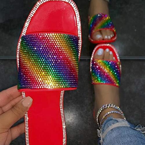 נעלי בית לנשים חיצוניות חיצוניות אטומות לקשת קשת עגולה עגולה על הבוהן הפתוחה קריסטל קיץ קיץ כפכפי קיץ