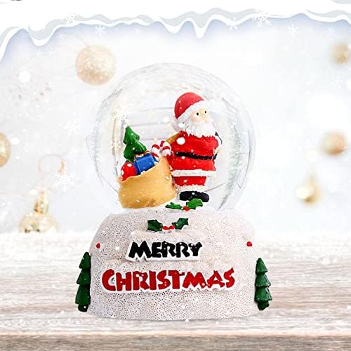 Wkshuft גלובוס שלג לחג המולד, חג המולד זוהר כדור קריסטל חג המולד איש שלג זקן כדור זכוכית שולחן עבודה קישוט
