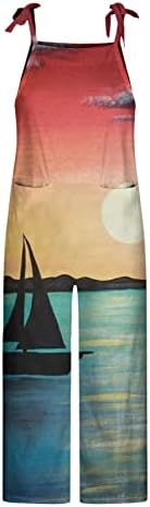 בתוספת גודל ארוך סרבל נשים אביב קיץ מזדמן אופנה שרוולים מכנסיים סרבל חוף שקיעת הדפסה