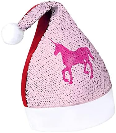 ורוד חד קרן סוס פאייטים חג המולד כובעי סנטה חג המולד כובע למבוגרים שמח חג המולד המפלגה תלבושות בני