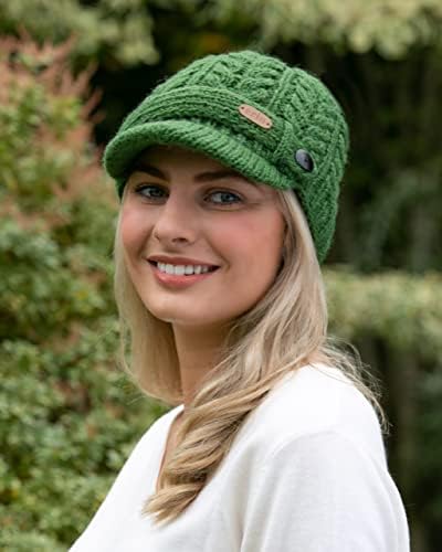 ארין סריגה כבל ירוק סרוג כובע שיא צמר, גודל אחד