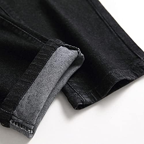 Maiyifu-GJ קרע ג'ינס כושר דק לגברים במצוקה הרסו מכנסי ג'ינס ברגליים ישר רטרו הופ הופ שטוף מכנסי ג'ין