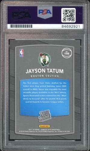 2017 Donruss Optic מדורג טירון Jayson Tatum RC בכרטיס PSA/DNA Auto Gem Mint 10 - כרטיסי טירון של כדורסל