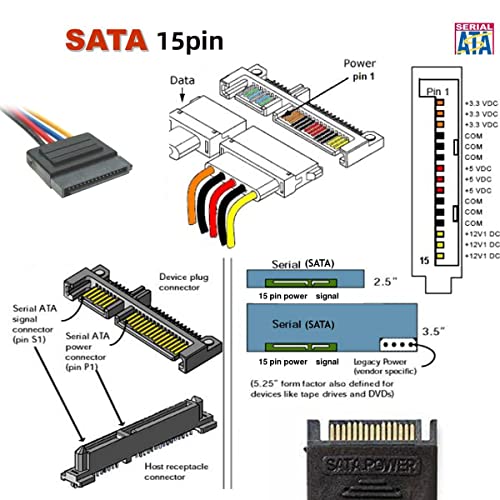 Chenyang SATA ל- IDE מתאם כוח 15 פין SATA זכר ל- MOLEX IDE 4PIN מתאם כבלים נקביים