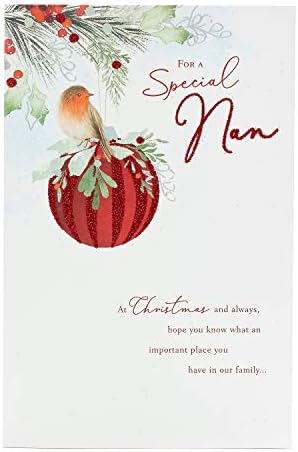 נאן כרטיס חג המולד - עבור נאן עם מילים נחמדות-חגיגי רובין כרטיס חג המולד - כרטיס מתנה בשבילה - מתנות חג המולד עבור