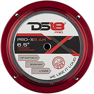 DS18 Pro -X6.4M רמקול - 6.5 , בינוני, כדור אלומיניום אדום, 500 וואט מקסימום, 250 וואט RMS, 4 אוהם -