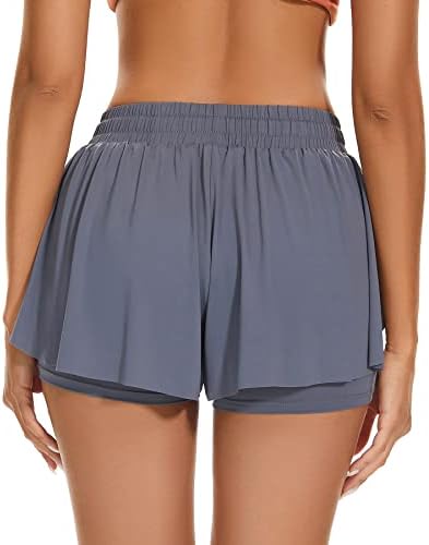 מכנסי פרפר Zando קצרים זורמים מכנסיים קצרים לנשים עם כיסים 2 ב -1 מכנסיים אתלטים לנשים מכנסיים
