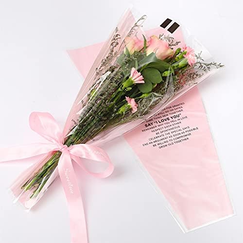 שרוולי פרחי פלסטיק שקופים לזרים שקיות אריזת ורד בודדות עטיפת פרחים פלסטיק סידור פרחים ציוד שקיות