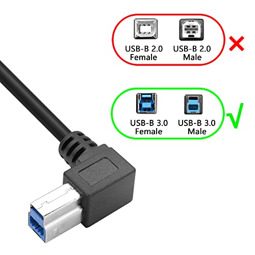 Pngknyocn usb סוג B 3.0 כבל הר הרכבה, 0.3m/1tf זווית ימנית usb B 3.0 סורק מדפסת זכר לנקבה סומק סומק חוט הרחבה