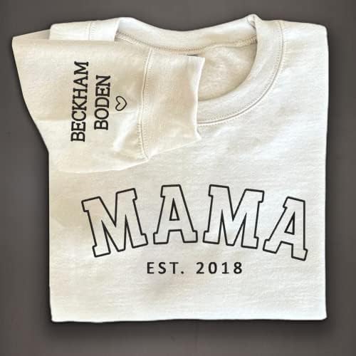 נאצנטי אישית אמא חולצות לנשים, אמא צווארון עגול סווטשירט עם ילדים שם אמא מתנות, חדש אמא מתנות