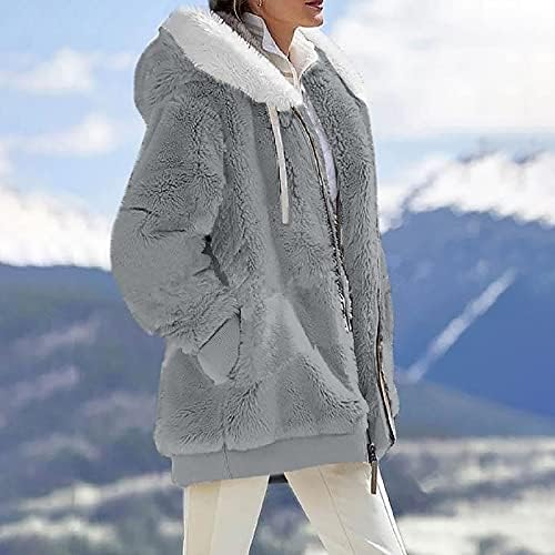 מעילי חורף של נוקמופו לנשים אופנה מזדמנת קטיפה רופפת קטיפה ארוכת שרוול ארוך כיס ברדס נוח מעיל חורף חם
