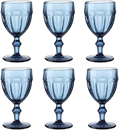 כוסות מים בצבע איסט קריק עם גזע, גביעי משקאות קרים עם רגל, סט של 6 וכוסות מים צבעוניות עם גזע, גביעי