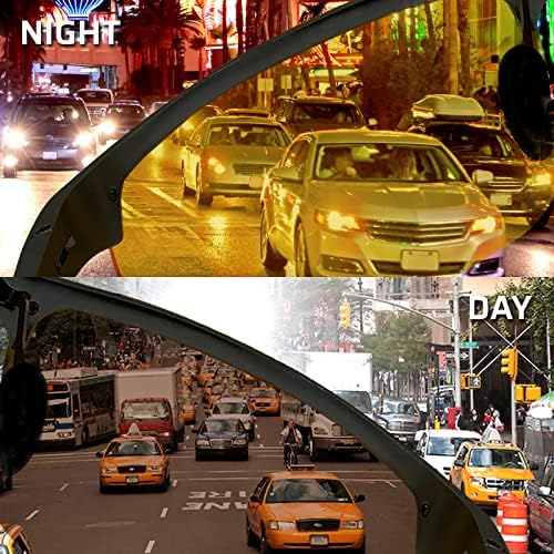 סט בלופונד של 2 משקפי נהיגה ביום ובלילה-משקפי שמש מקוטבים ומשקפי ראיית לילה צהובים עם מחזיק קליפ לרכב