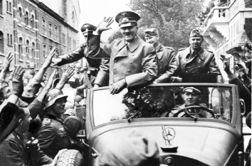 1940 הדפס מחדש הודעה לעיתונות צילום מלחמת העולם השנייה היטלר מעודד חיילים