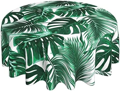 קיץ טרופי עלה דקל מפת שולחן עגול 60 אינץ ויניל בצבעי מים אביב ירוק עלים שולחן בד עמיד למים בד הוואי חיצוני