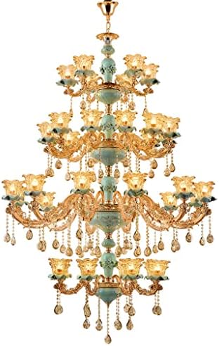 SJYDQ נברשת גדולה מנורת קריסטל בסגנון אירופית מנורה לסלון מנורה קרמיקה בסגנון צרפתי בן שלוש קומות קומה קומה אמצעית