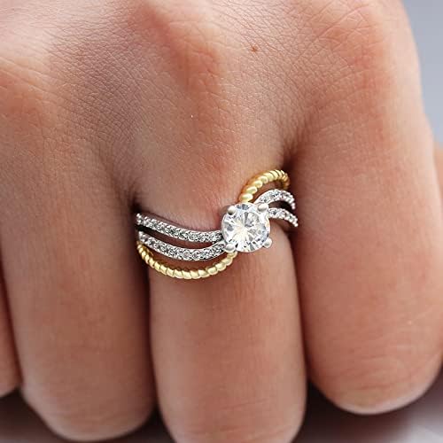 אופנה מעודן יהלומי זירקון טבעת לנשים אירוסין טבעת תכשיטי מתנות נירוסטה טבעת סט לנשים