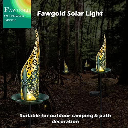 פווגולד גן אורות סולאריים נתיב חיצוני אורות מתכת עמיד למים עמיד למים חמים לבנים לפטיו או חצר דשא