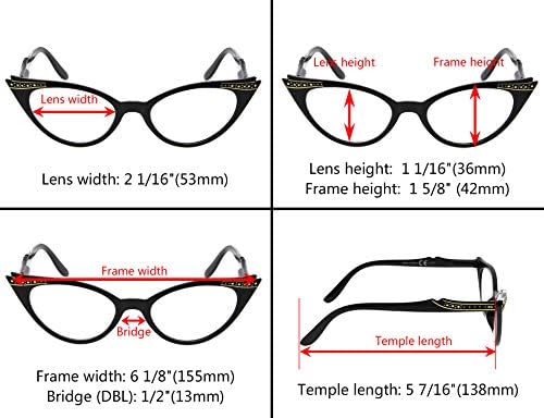 GR8Sight 3-Pack משקפי קריאה של נשים כוללות משקפי שמש של חתול וינטג 'של הנשים