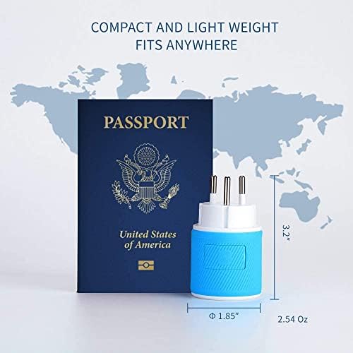 OREI Israel, Palestine Travel Plug Adapter with Dual USB - USA Input - Type H , Will Work with Cell