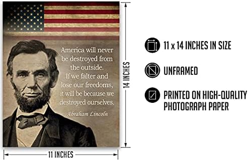 Govivo Abraham Lincoln ציטוט היסטורי - נשיא פטריוטי אמריקאי הדפס אמנות עיצוב וול - יצירות אמנות לא ממוסגרות