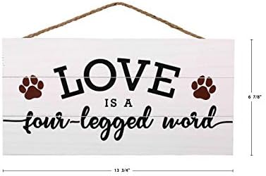 אהבת כלבים אהבה היא שלט תלייה של קרש עץ עם 4 רגליים לעיצוב הבית
