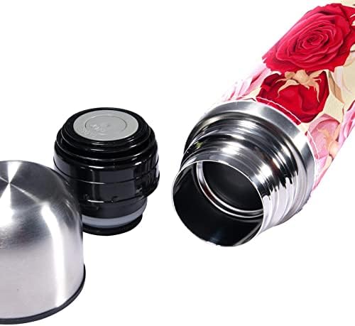 SDFSDFSD 17 גרם ואקום מבודד נירוסטה בקבוק מים ספורט ספורט ספל ספל ספל עור מקורי עטוף BPA בחינם, ורד ופרפרים