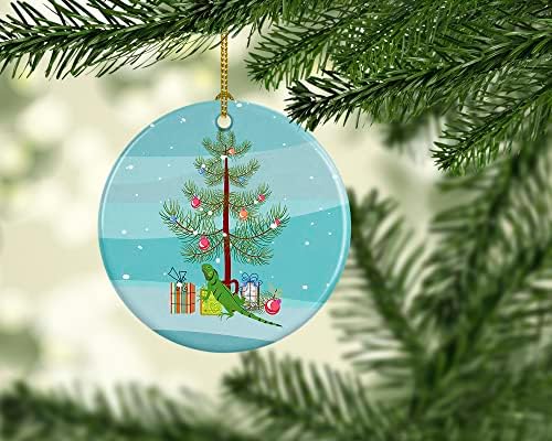 אוצרות קרוליין CK4544CO1 איגואנה קישוט קרמיקה לחג המולד שמח, קישוטים לעץ חג המולד, קישוט תלוי לחג המולד,