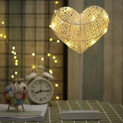 מנורת שולחן z/a, אהבה מופעלת על סוללה צורת לב מנורת מיטה חג המולד הובלה מנורה לקישוט חדר שינה מנורה