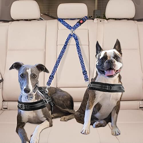 חגורת בטיחות כלב כפולה של לוקובה, מכונית כפולה חדשה של מכונית חיות מחמד ריסון ראש בטיחות חגורת